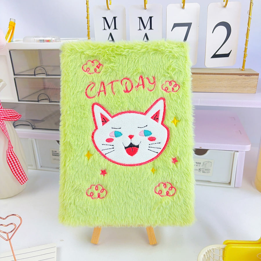 نوت بوک مخمل دار A5 Cute Day Diary Day Cat