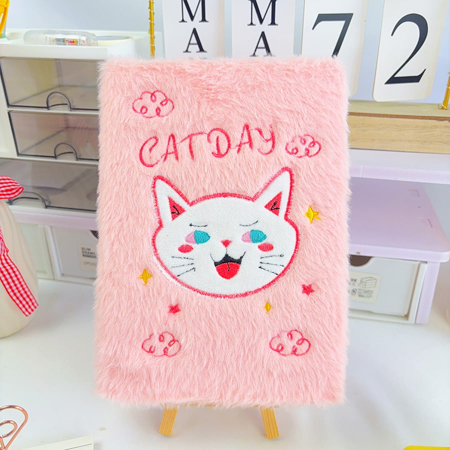 نوت بوک مخمل دار A5 Cute Day Diary Day Cat